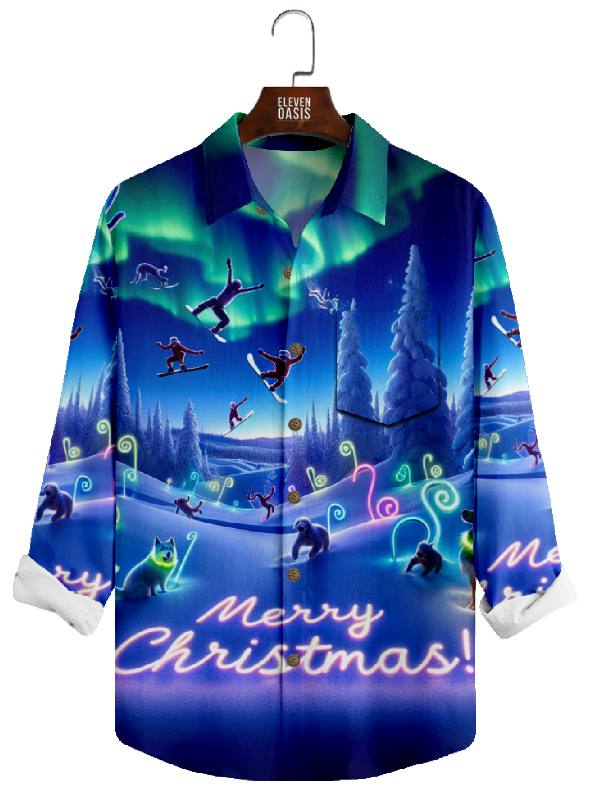 Men's Christmas Aurora Long Sleeve Shirt Eleven Oasis