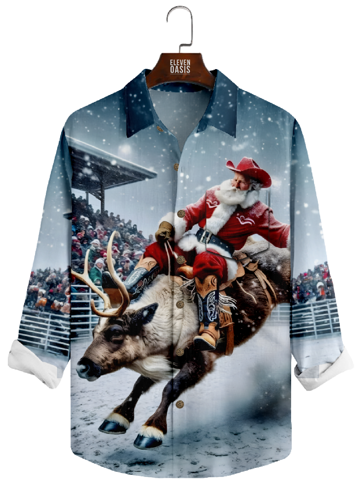 Men's Santa Reindeer Long Sleeve Shirt