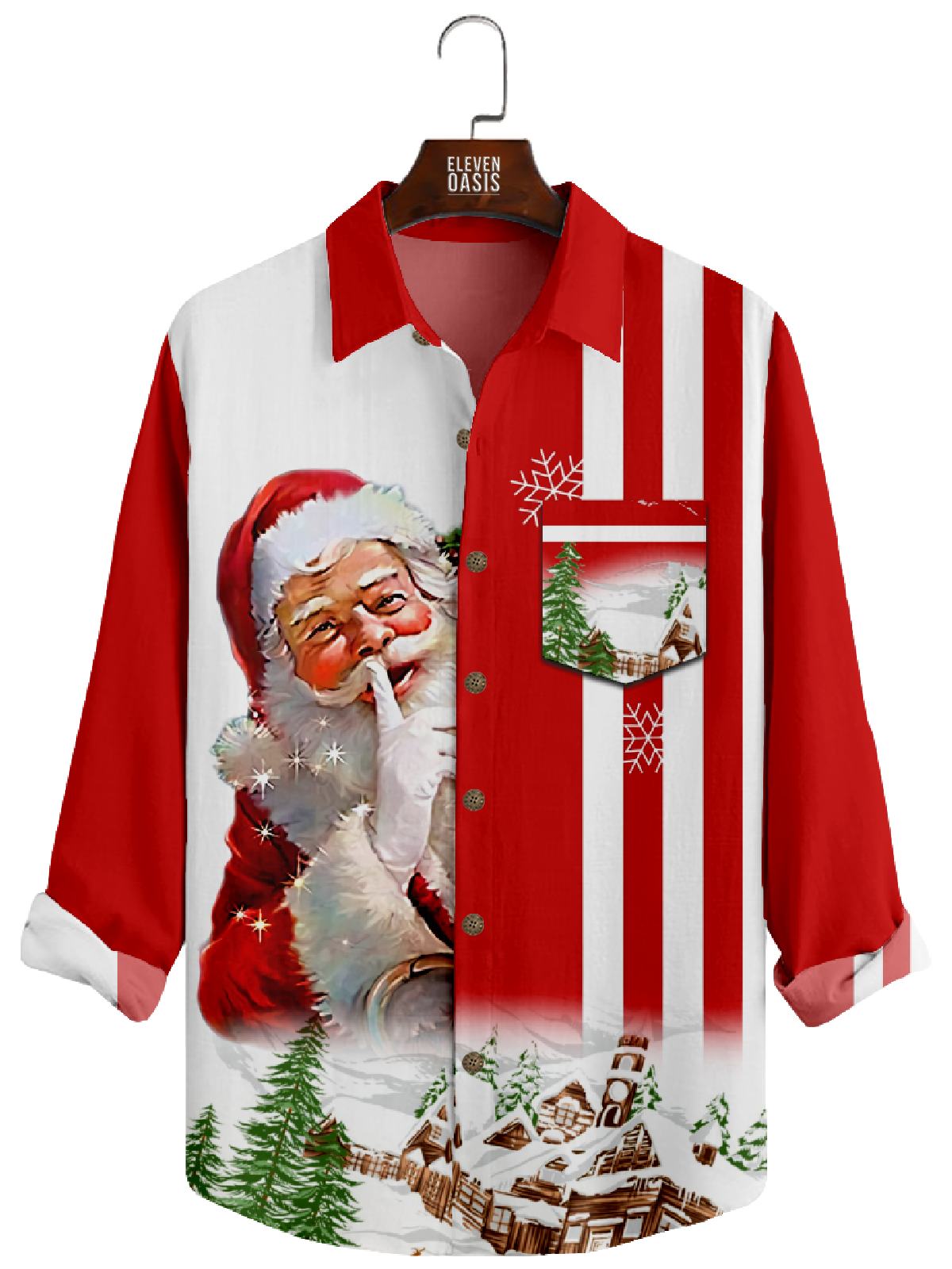 Men's Classical Santa Stripe Long Sleeve Shirt Eleven Oasis