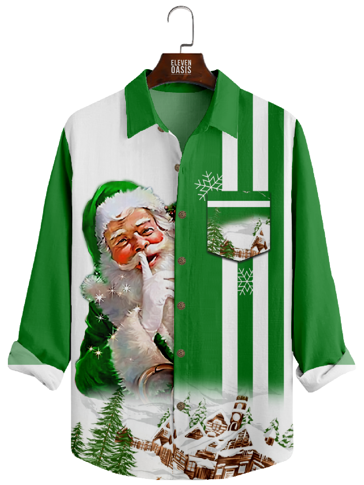 Men's Classical Santa Stripe Long Sleeve Shirt Eleven Oasis