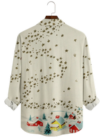 Men's Santa Clause With Reindeer Satr in Long Sleeve Shirt Eleven Oasis