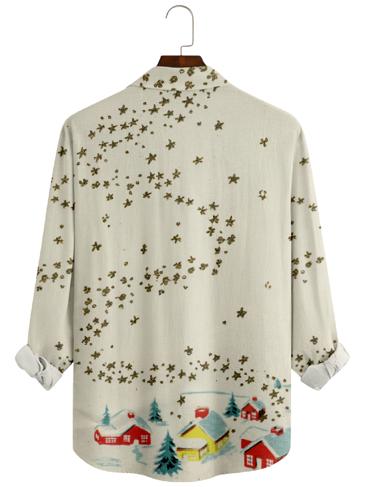 Men's Santa Clause With Reindeer Satr in Long Sleeve Shirt Eleven Oasis