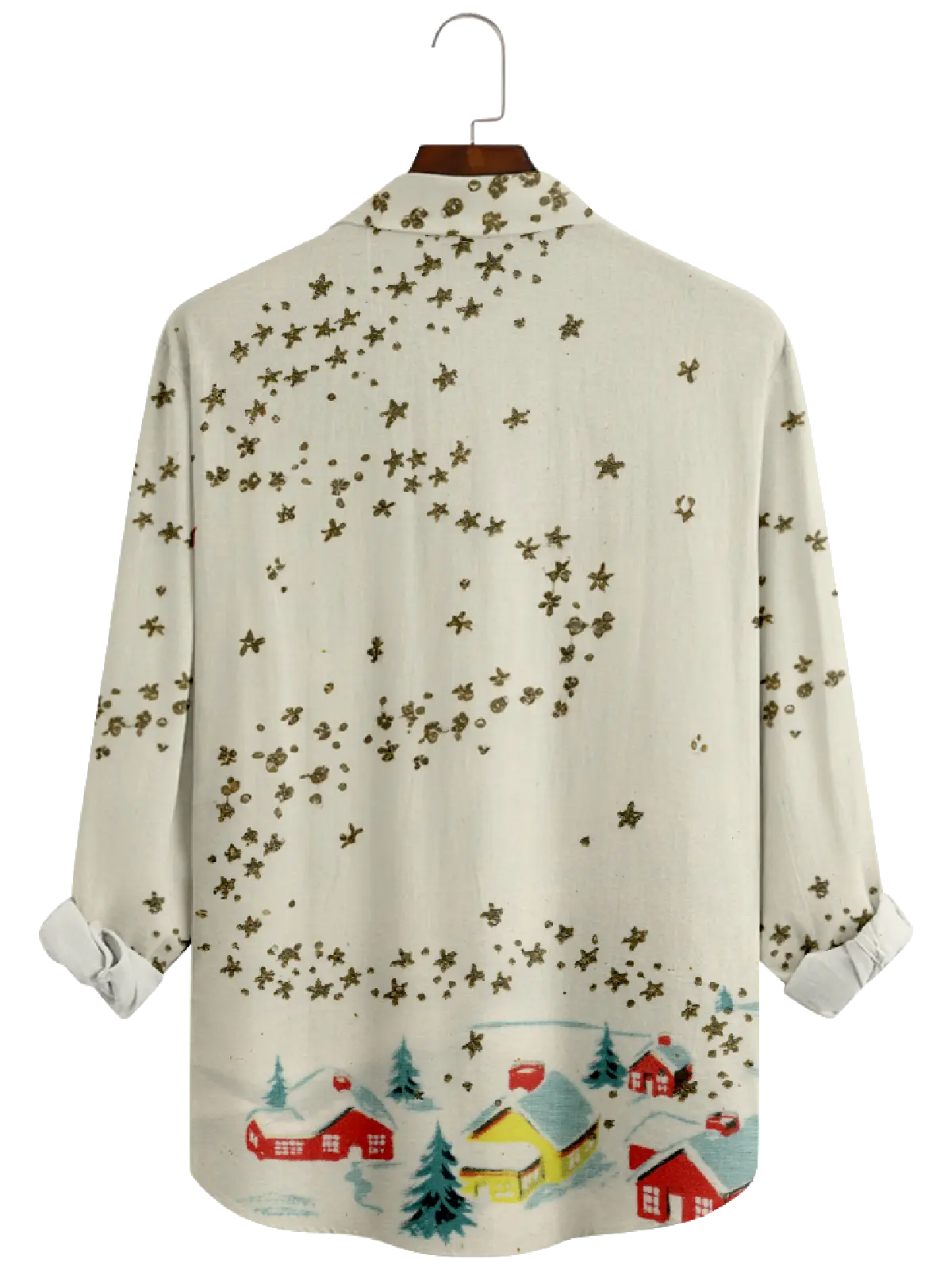 Men's Santa Clause With Reindeer Satr in Long Sleeve Shirt Eleven Oasis