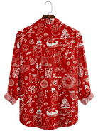 Men's Christmas Celebration Red Long Sleeve Shirt Eleven Oasis