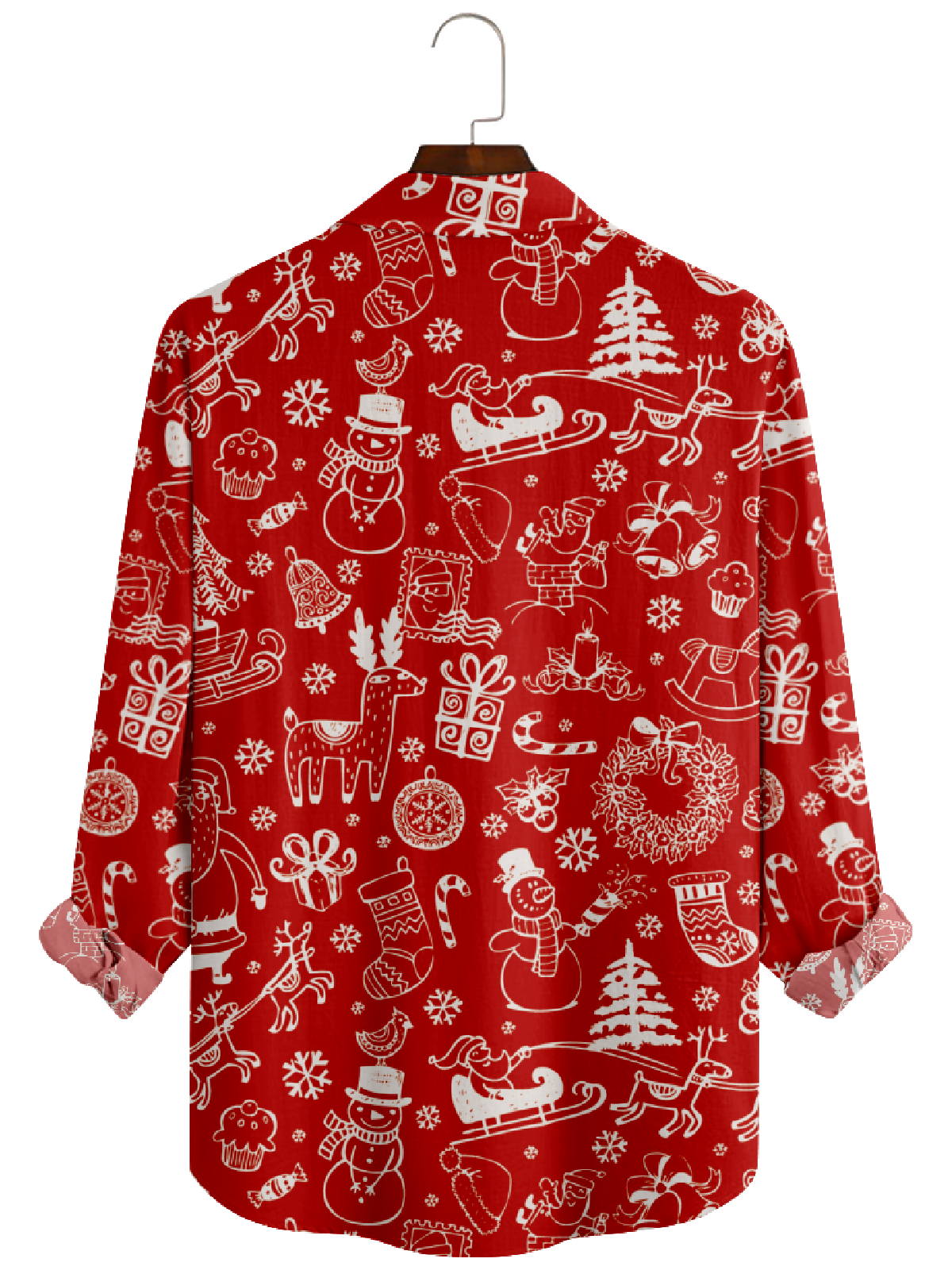 Men's Christmas Celebration Red Long Sleeve Shirt Eleven Oasis