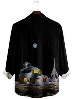 Men's Christmas Futuristic Santa in Space Long Sleeve Shirt Eleven Oasis