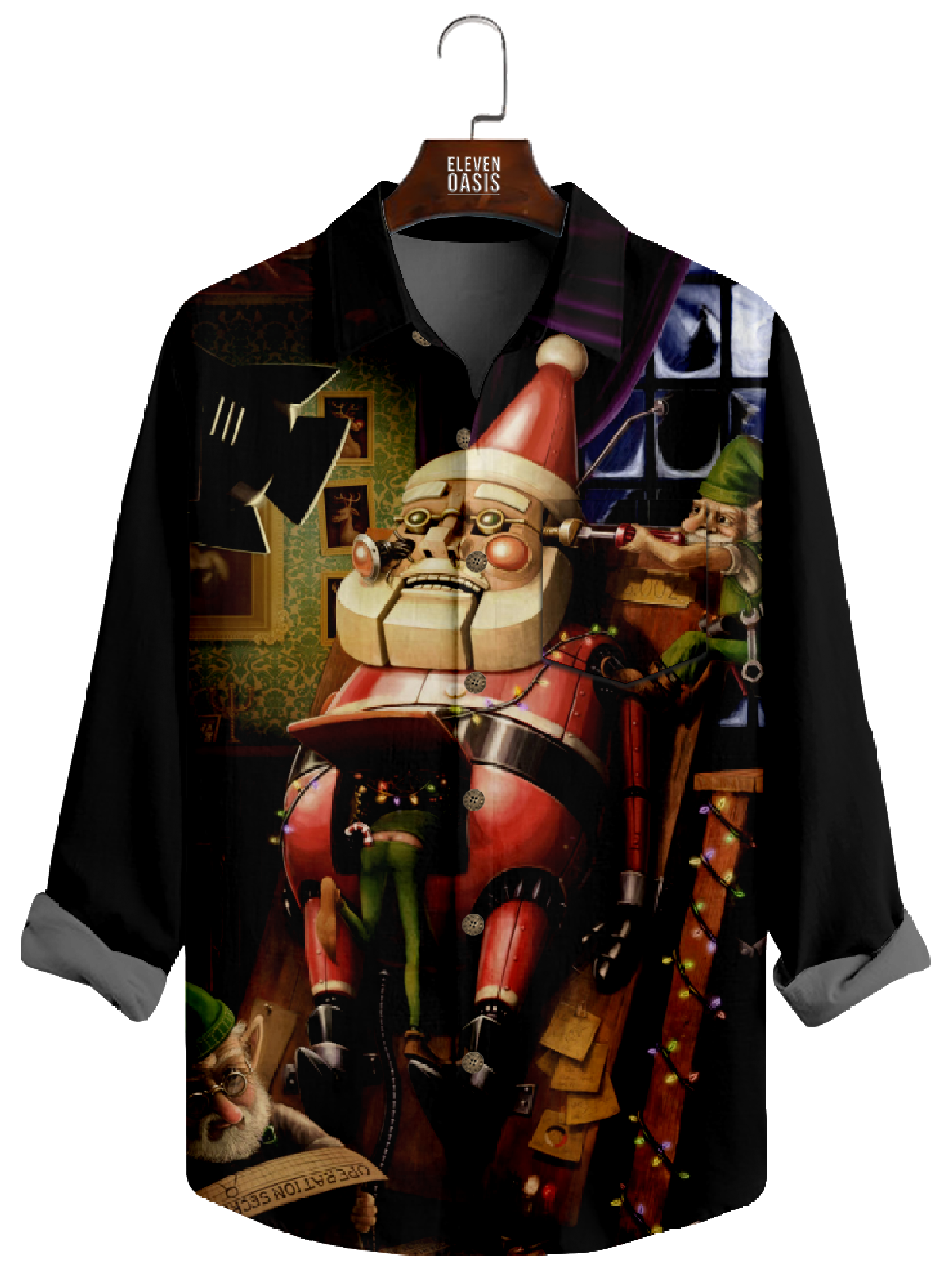 Men's Christmas Nutcracker Santa Long Sleeve Shirts Eleven Oasis