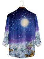 Men's Christmas Night Santa Sending Present  Long Sleeve Shirt Eleven Oasis