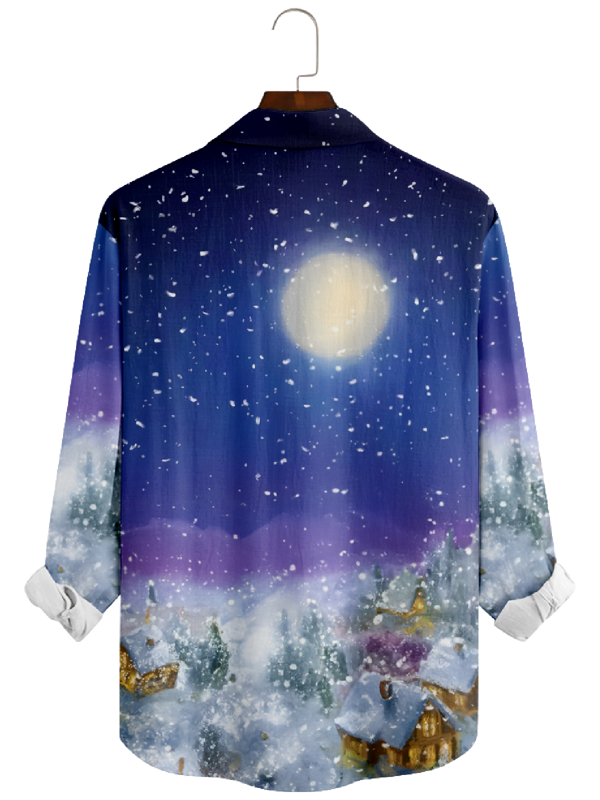 Men's Christmas Night Santa Sending Present  Long Sleeve Shirt Eleven Oasis