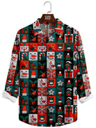 Men's Christmas Patchwork Long Sleeve Shirt Eleven Oasis