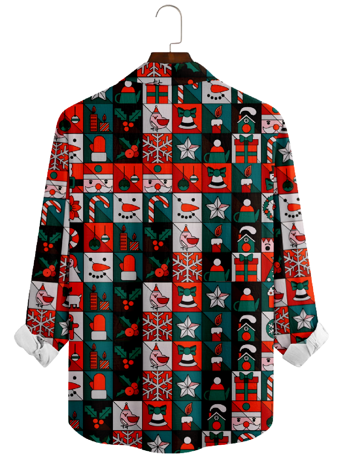 Men's Christmas Patchwork Long Sleeve Shirt Eleven Oasis