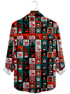 Men's Christmas Patchwork Long Sleeve Shirt Eleven Oasis