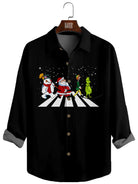 Men's Christmas Santa Crossing Road Long Sleeve Shirt Eleven Oasis