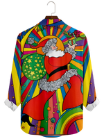 Men's Colorful Santa Claus Long Sleeve Shirt Eleven Oasis