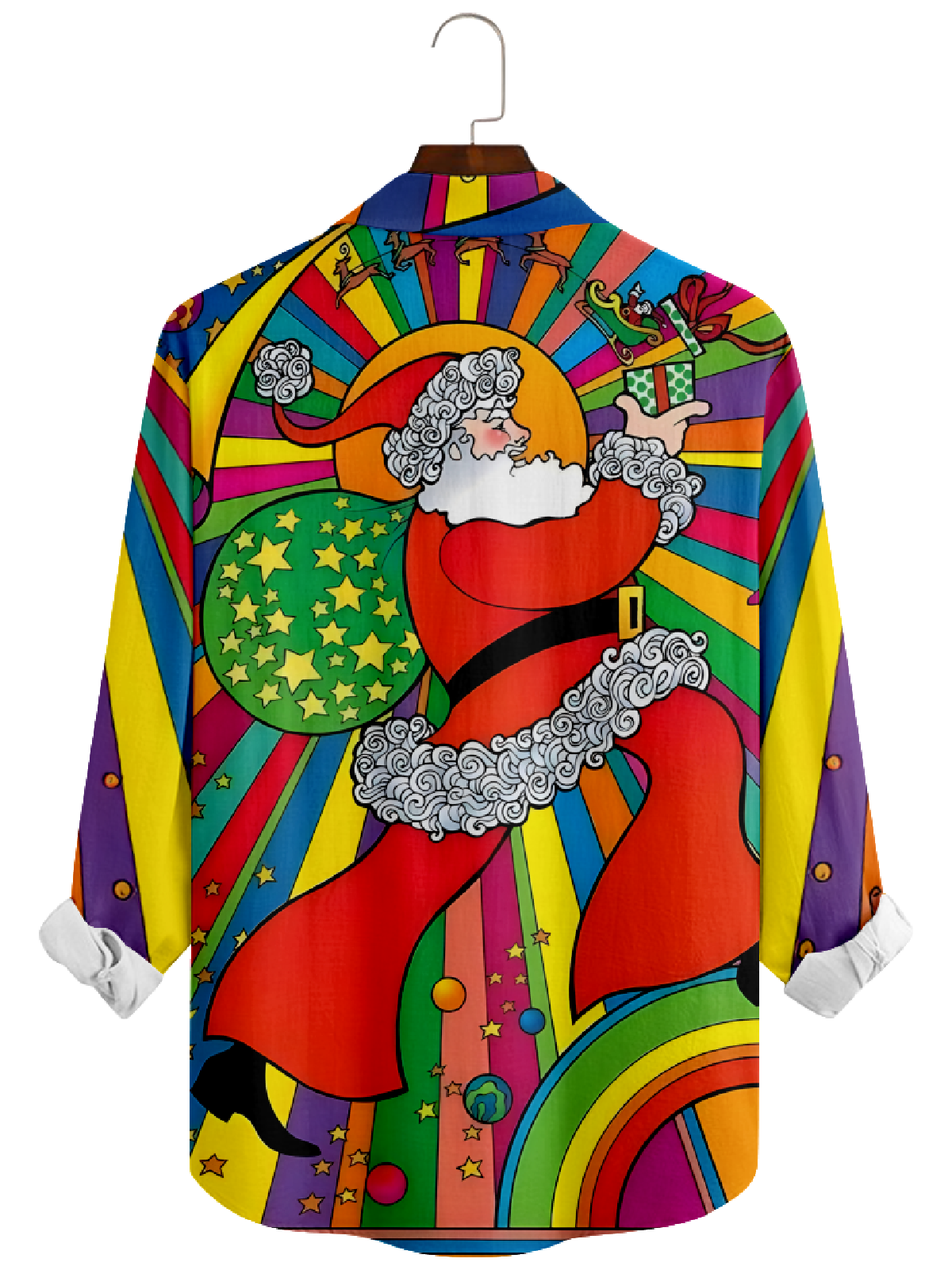 Men's Colorful Santa Claus Long Sleeve Shirt Eleven Oasis