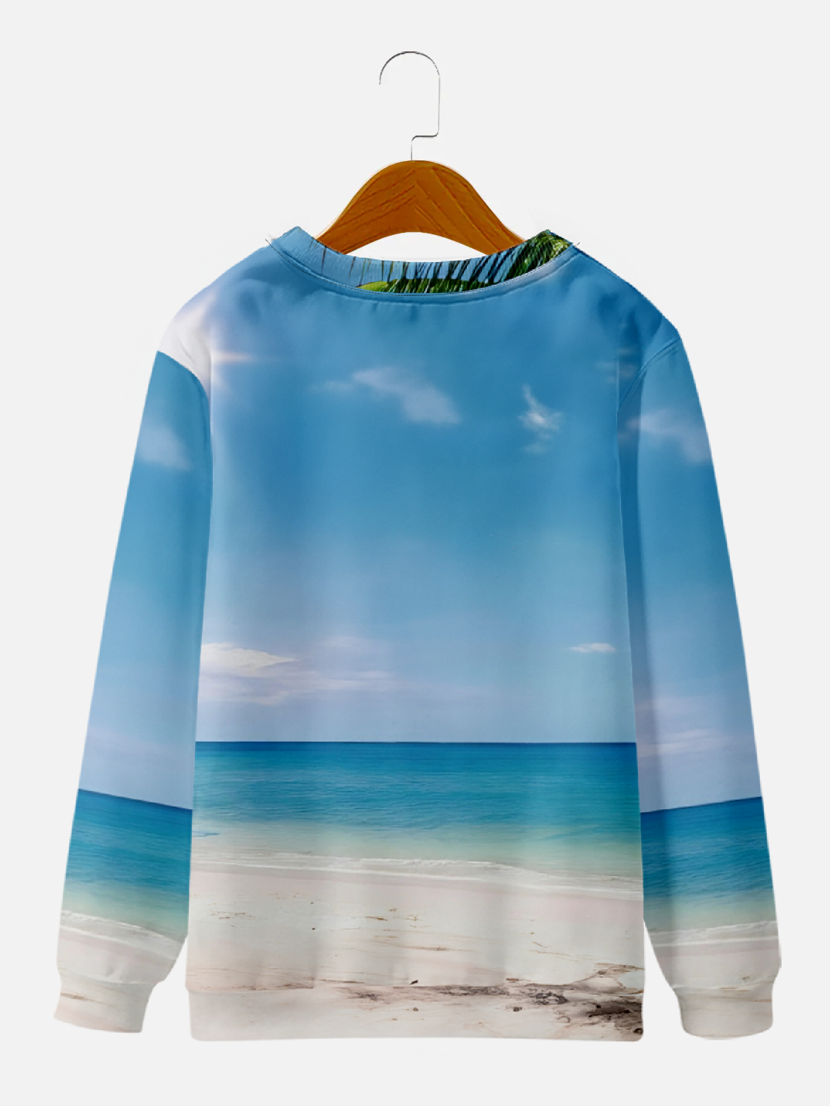 Naked Santa Running on the Beach to a Christmas Stocking Palm Tree Crew Sweatshirt Eleven Oasis