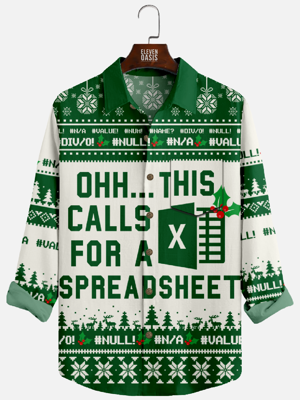 Men's Excel Calls for Spreadsheet Long Sleeve Shirt Eleven Oasis