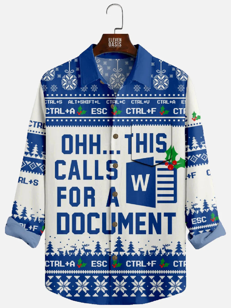 Men's Excel Calls for Spreadsheet Long Sleeve Shirt Eleven Oasis