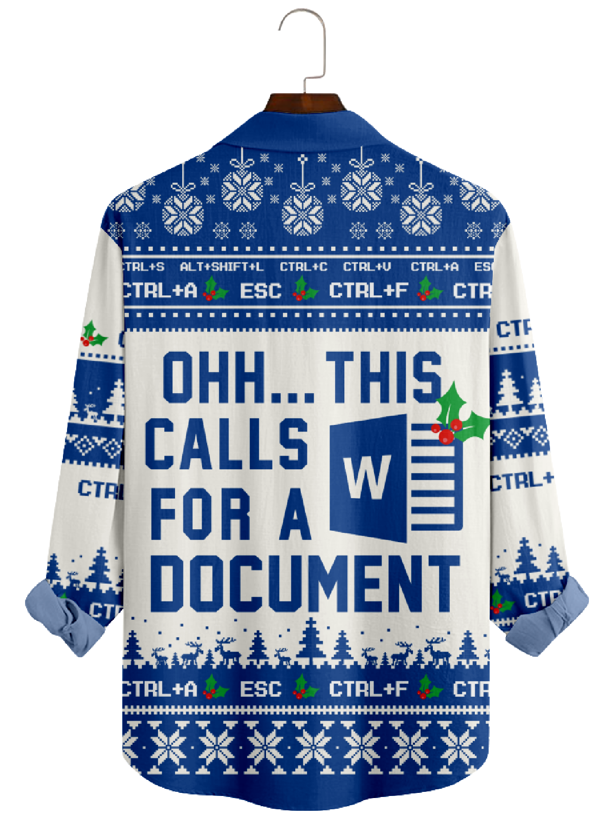 Men's Office Software Ugly Pattern Long Sleeve Shirt Eleven Oasis