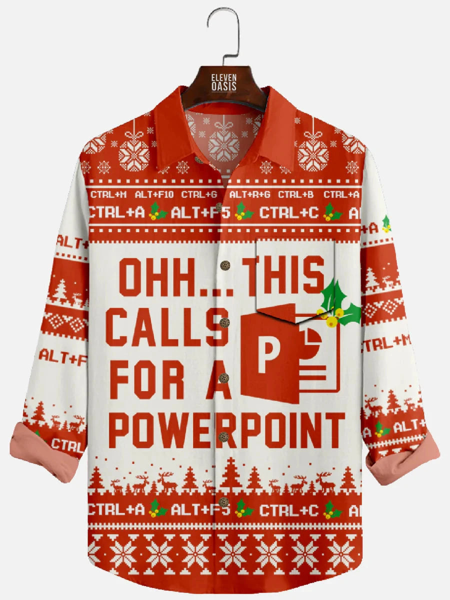 Men's Excel Calls for Spreadsheet Long Sleeve Shirt Eleven Oasis