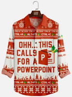 Men's Office Software Ugly Pattern Long Sleeve Shirt Eleven Oasis