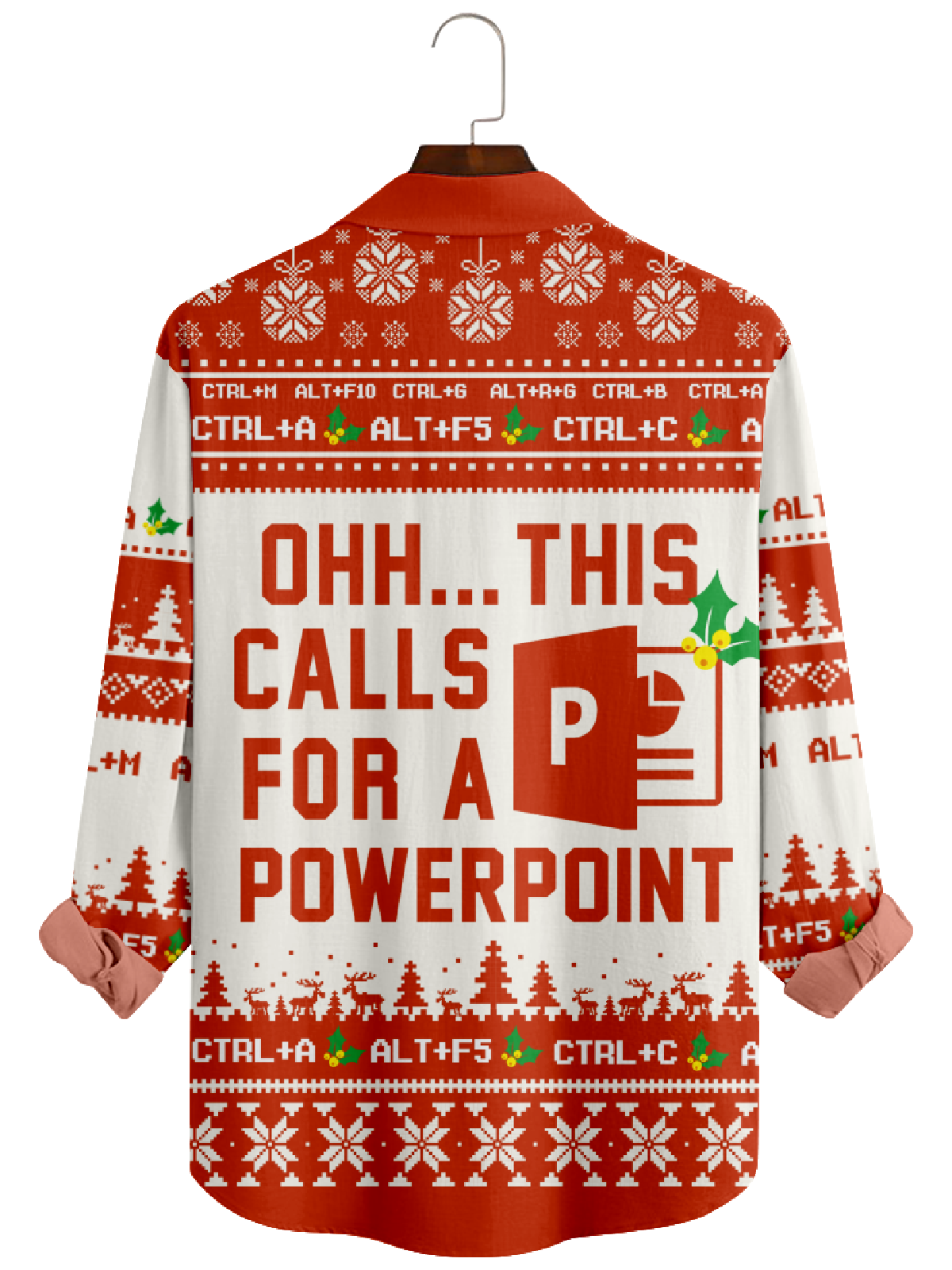 Men's Office Software Ugly Pattern Long Sleeve Shirt Eleven Oasis