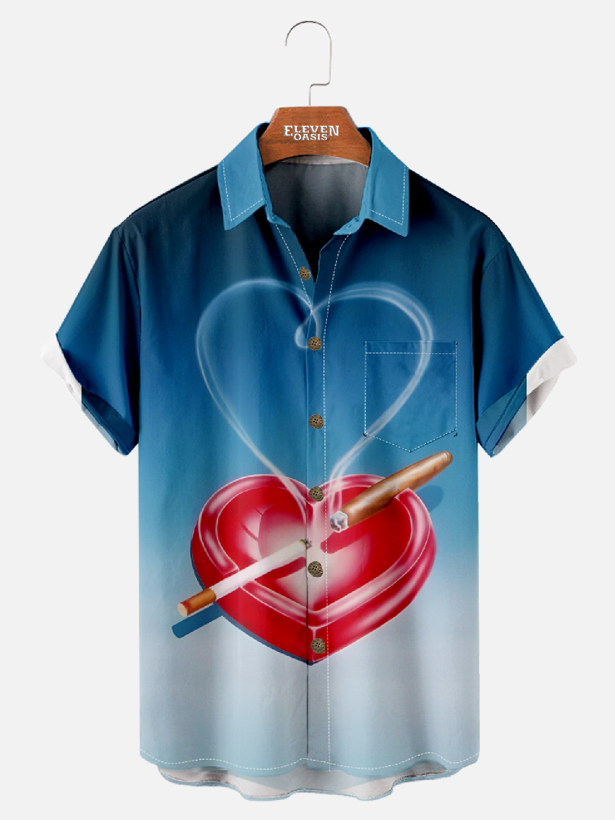 Men's Smoke Heart Short Sleeve Shirt Eleven Oasis