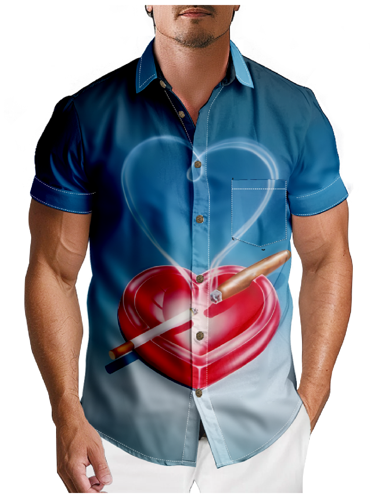Men's Smoke Heart Short Sleeve Shirt Eleven Oasis