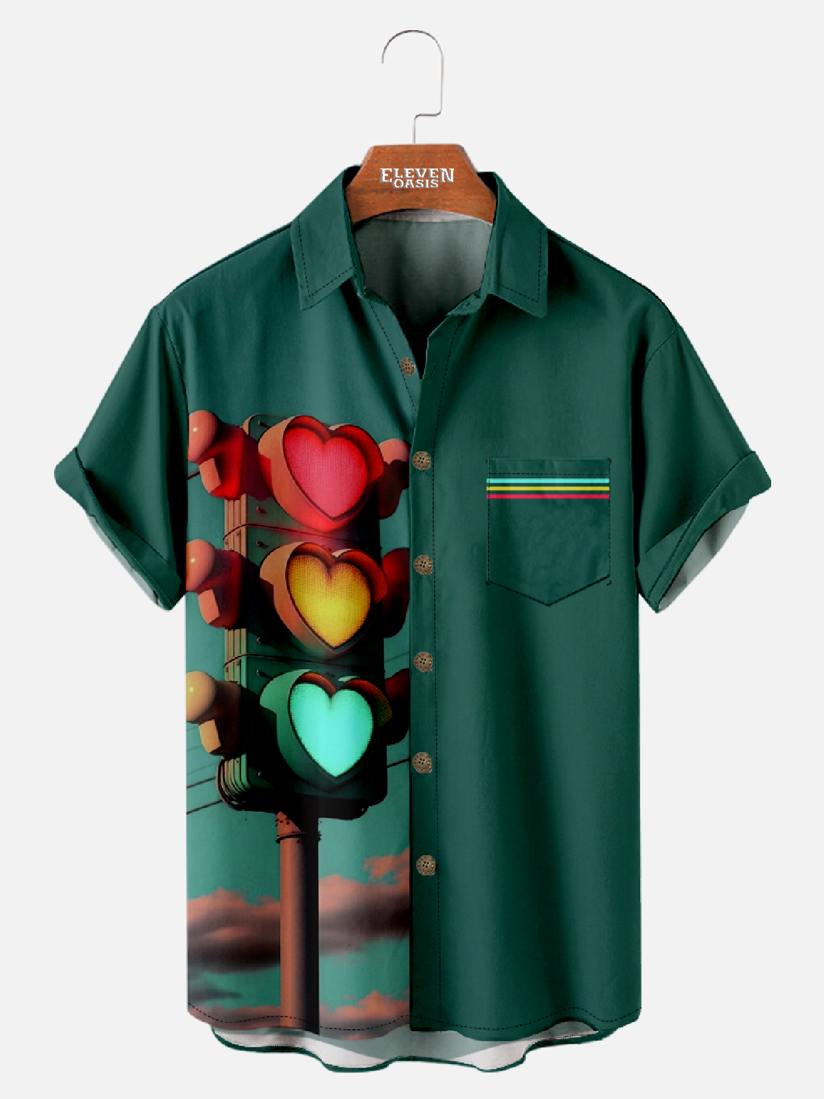 Men's Love Traffic Light Short Sleeve Shirt Eleven Oasis