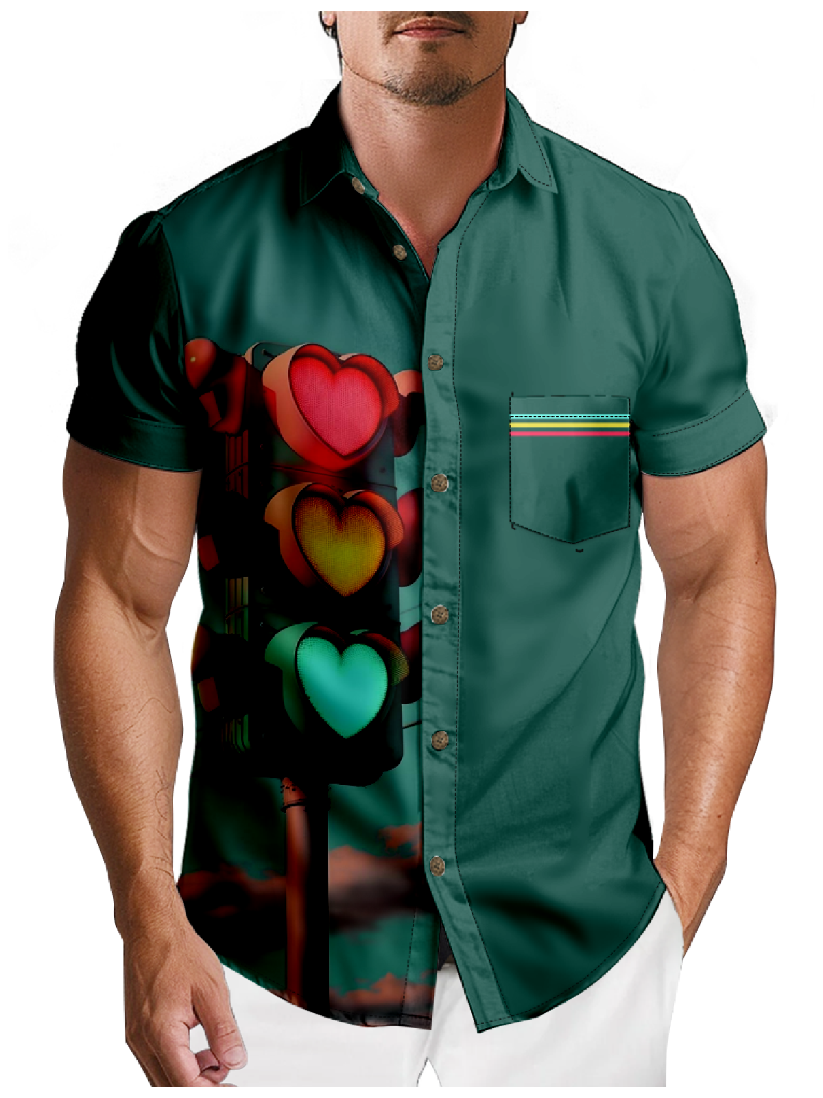 Men's Love Traffic Light Short Sleeve Shirt Eleven Oasis