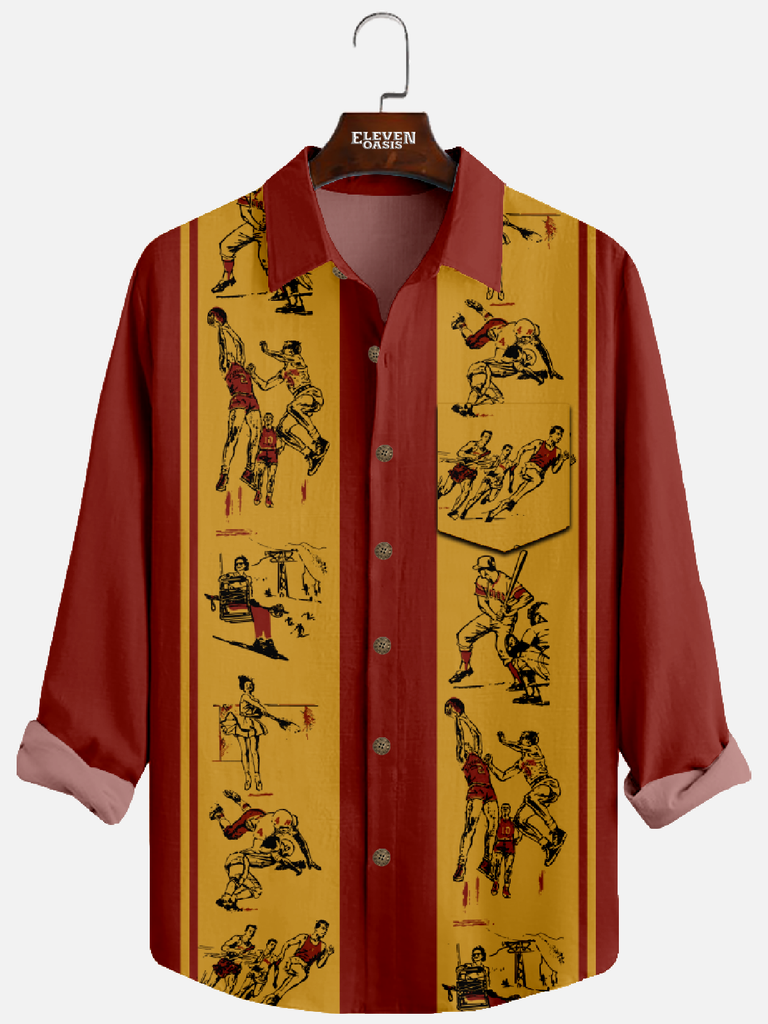 Men's Retro Pee Chee Sports Nostalgia Long Sleeve Shirt Eleven Oasis
