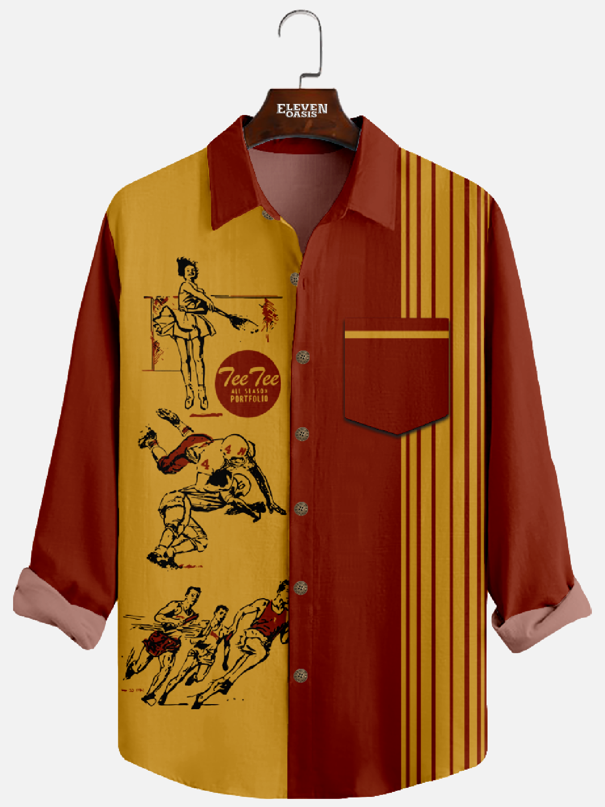 Men's Retro Pee Chee Athlete Long Sleeve Shirt Eleven Oasis
