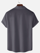 Men's Morandi Color block Panel Stripe Camp Collar Short Sleeve Shirt ElevenOasis