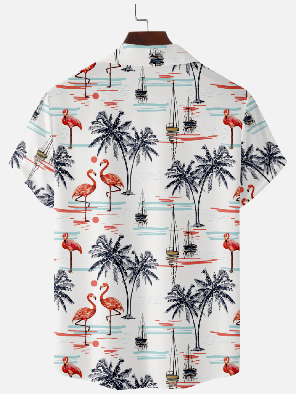 Men's Flamingo Hawaii Style Camp Collar Short Sleeve Shirt Eleven Oasis
