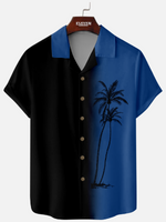 Men's Gradient Palm Tree Hawaiian Camp Collar Short Sleeve Shirt Eleven Oasis