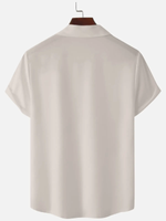 Men's Vintage Panel Stripe Bowling Short Sleeve Shirt ElevenOasis