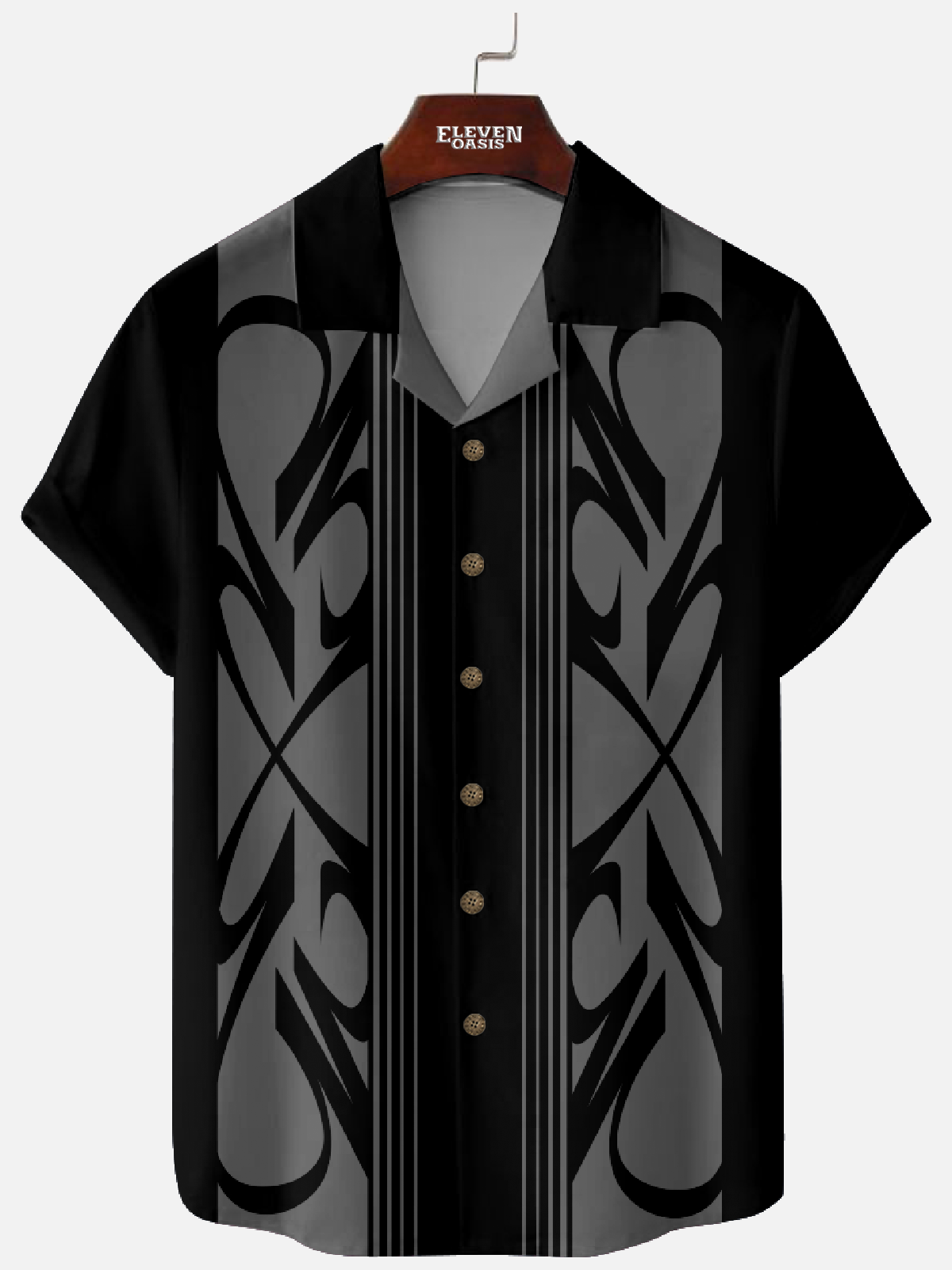 Men's Basic Totemic Line Classic Camp Collar Short Sleeve Shirt Eleven Oasis