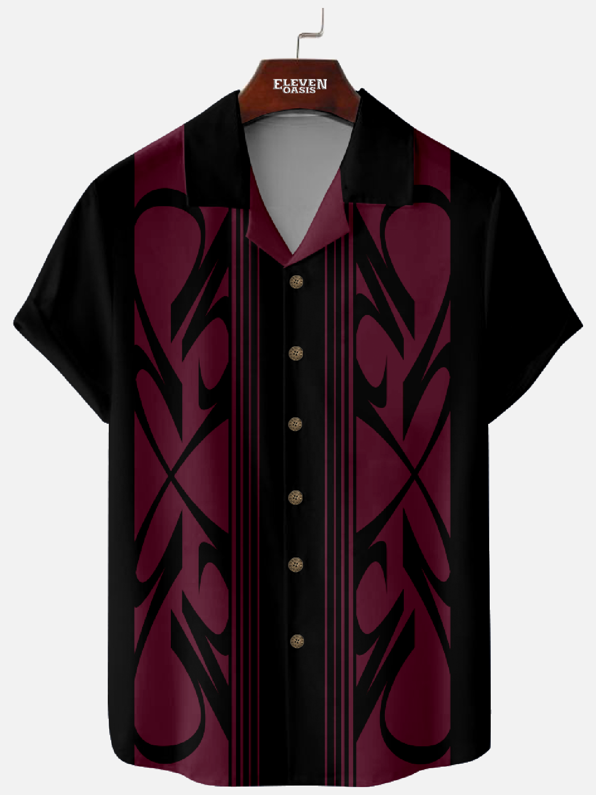 Men's Basic Totemic Line Classic Camp Collar Short Sleeve Shirt Eleven Oasis