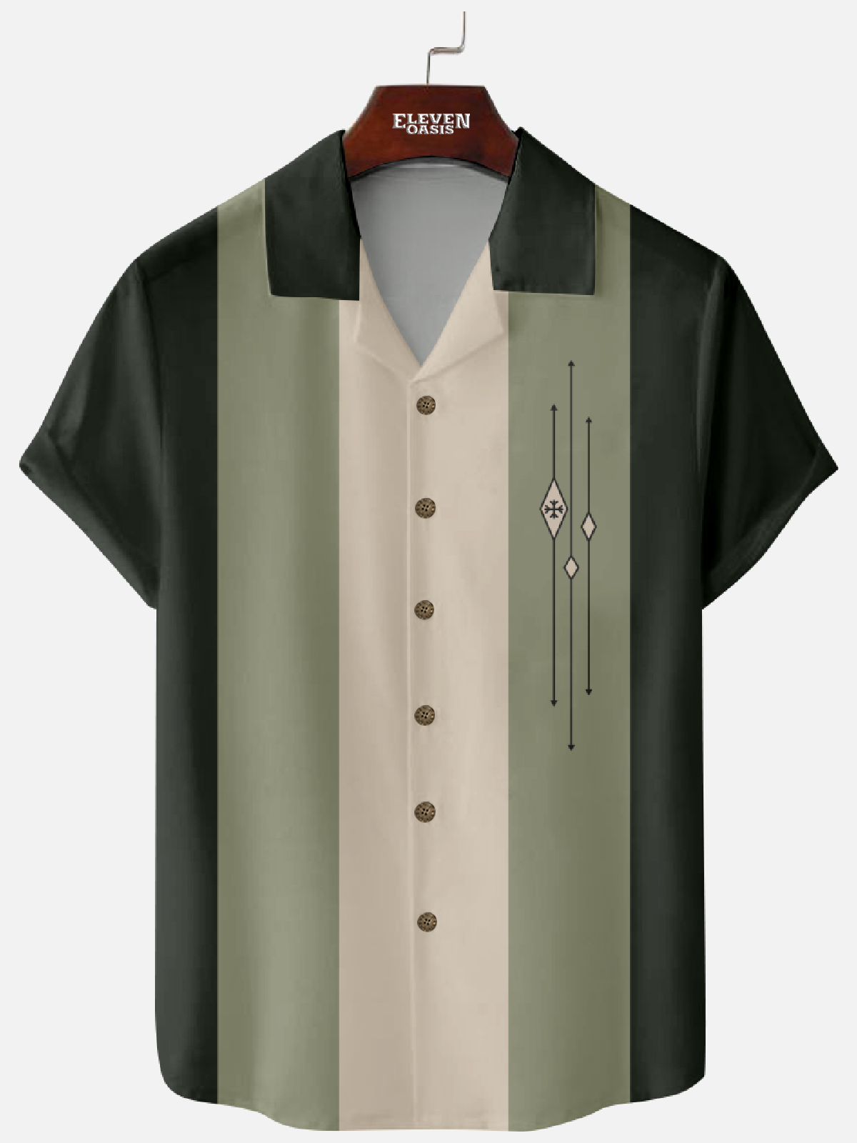 Men‘s Geometric Color-block Camp Collar Shirt