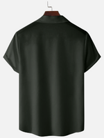 Men's Color-block Striped Casual Breathable Bowling Camp Collar Short Sleeve Shirt Eleven Oasis