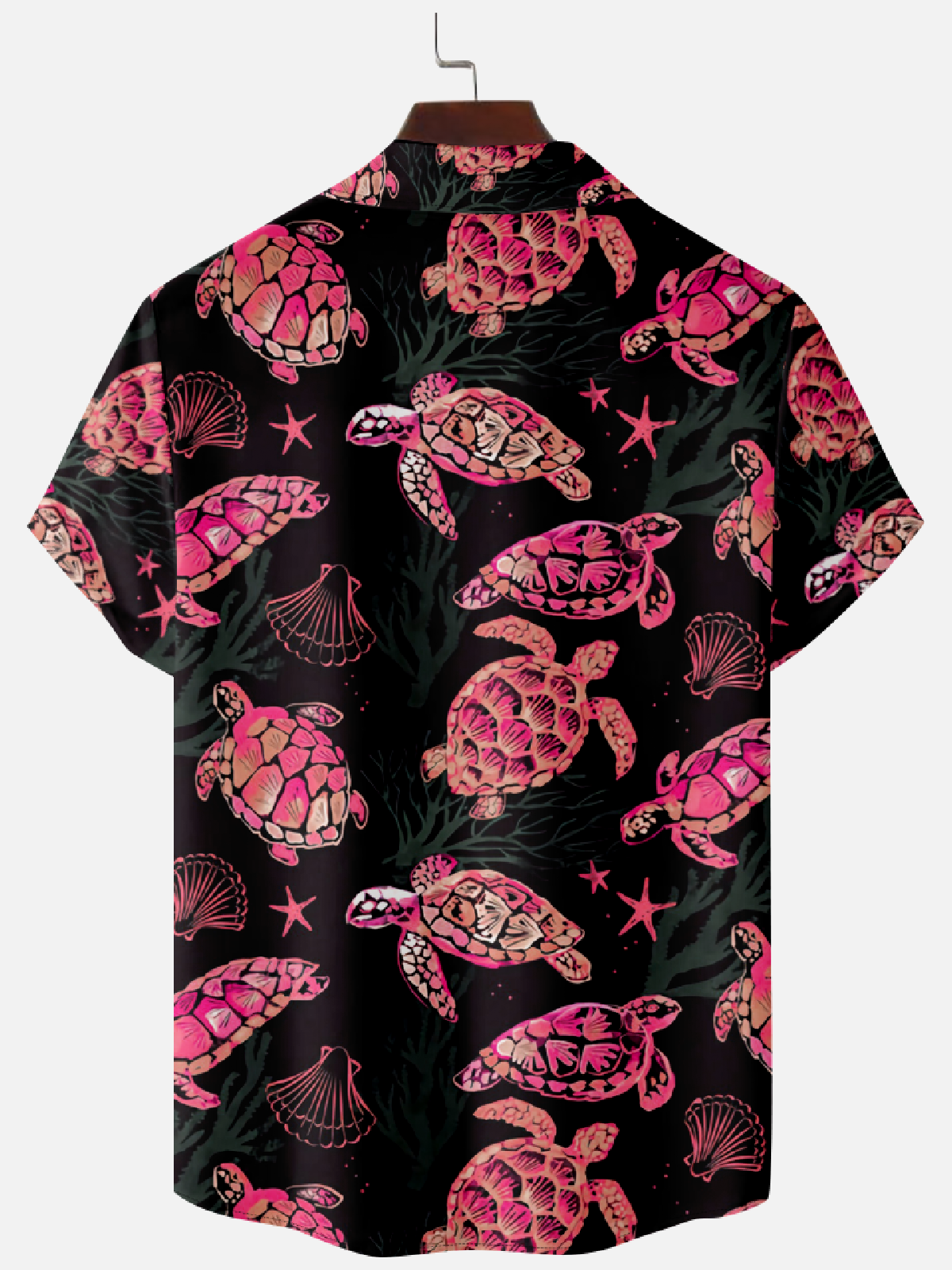 Men's Oceanic Style Turtle Print Camp Collar Short Sleeve Shirt Eleven Oasis
