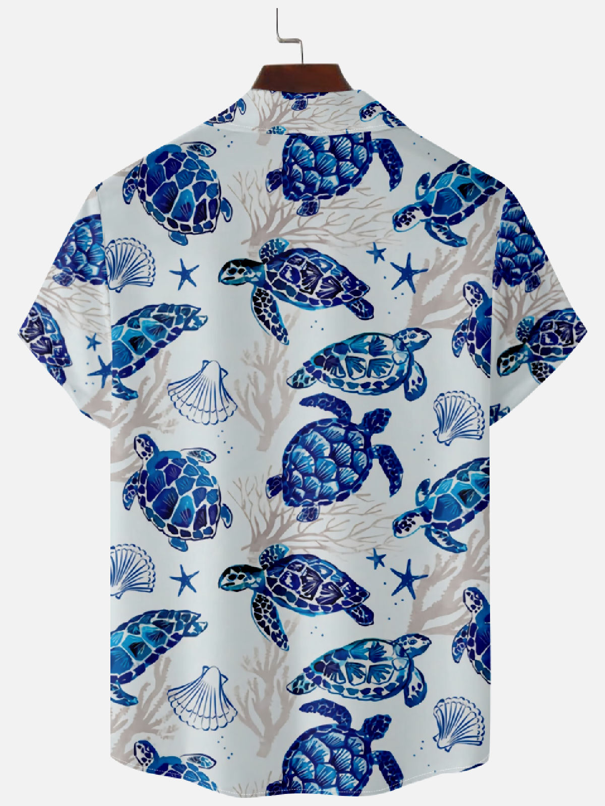 Men's Oceanic Style Turtle Print Camp Collar Short Sleeve Shirt Eleven Oasis