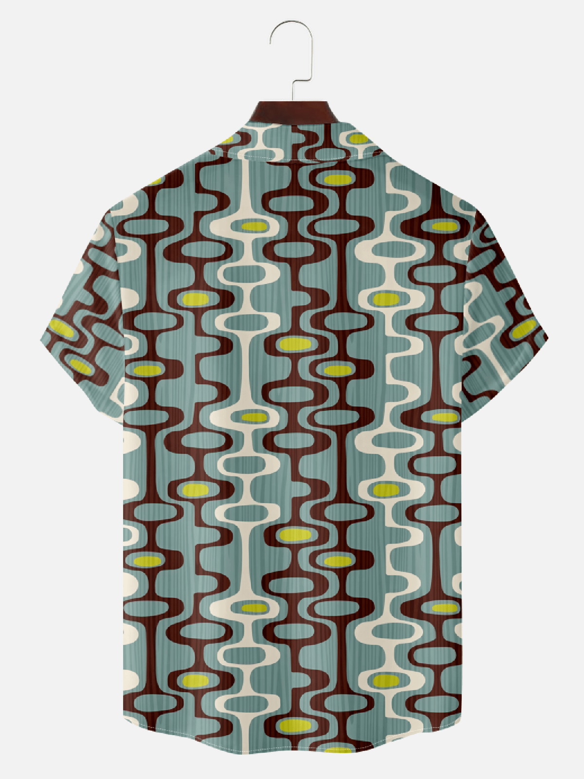 Men's Mid-Modern Art Camp Collar Short Sleeve Shirt - Geometric Pattern Eleven Oasis