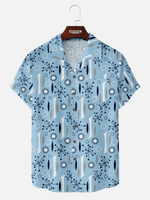 Men‘s Mid-Century Modern Art Geometric Camp Collar Short Sleeve Shirt 