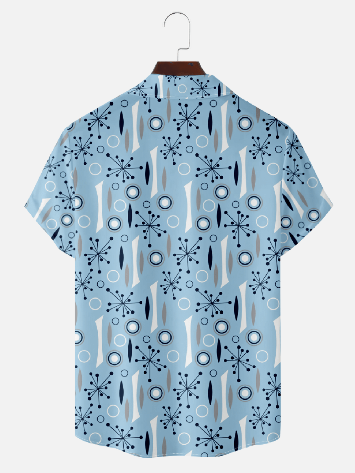 Men’s Mid-Modern Art Camp Collar Short Sleeve Shirt - Geometric pattern Eleven Oasis