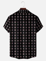 Men's Retro Geometric Stripe Short Sleeve Shirt - Tony Soprano Wardrobe Eleven Oasis