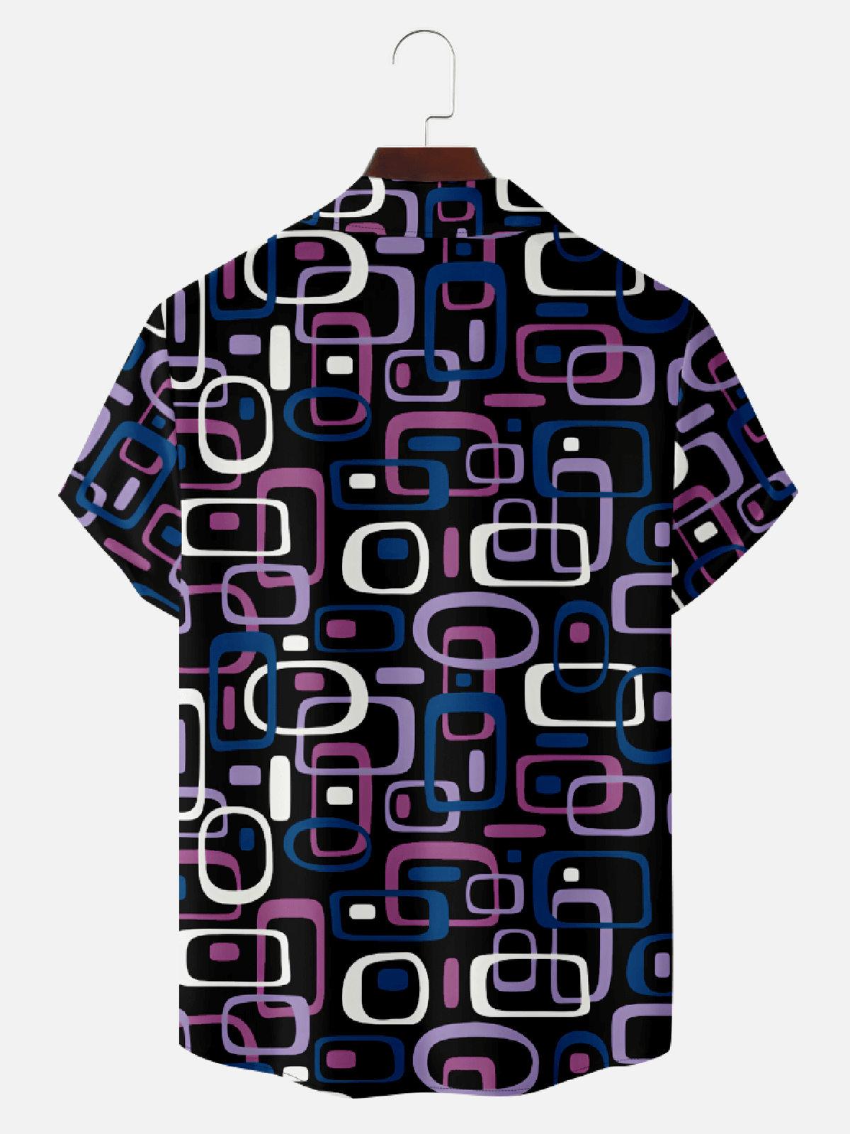 Men’s Mid-Modern Art Camp Collar Short Sleeve Shirt - Fresh Color Rectangular Patterns Eleven Oasis
