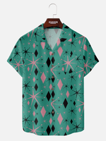Men's Mid-Century Atomic Starburst Diamond Short Sleeve Shirt Eleven Oasis