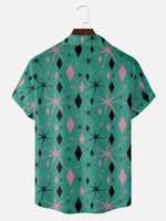 Men's Mid-Century Atomic Starburst Diamond Short Sleeve Shirt Eleven Oasis