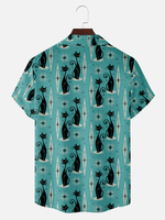 Men's Mid-Century Atomic Cat Short Sleeve Shirt Eleven Oasis